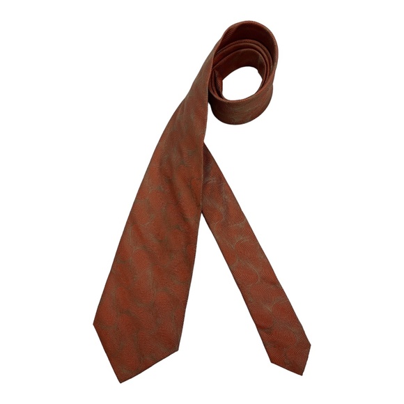 GIANFRANCO FERRE Orange Geometric Silk LUXURY Tie ITALY - Picture 1 of 4